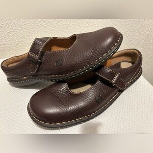 Born Brown Leather Mary Jane Mules
